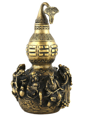 黄铜八卦八仙葫芦居家用开口风水招财葫芦创意办公室摆件八仙