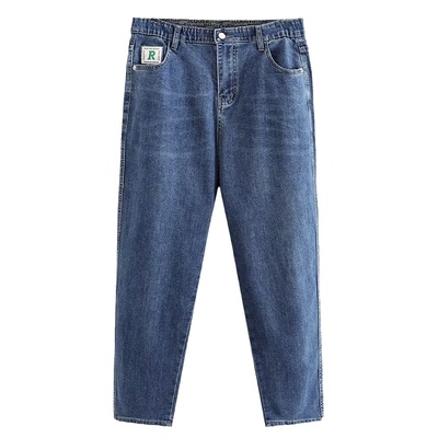 松紧高腰弹力哈伦牛仔裤