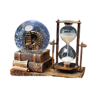 发光铁塔沙漏计时器水晶球八音盒复古桌面装饰摆件生日礼物送女生