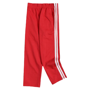 儿童藏青深蓝色加绒运动裤校服裤子两条二道杠灰色红色小学生纯棉