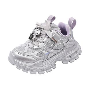 芭芭鸭女童鞋加绒2025冬季新款儿童运动鞋女孩保暖跑步二棉老爹鞋