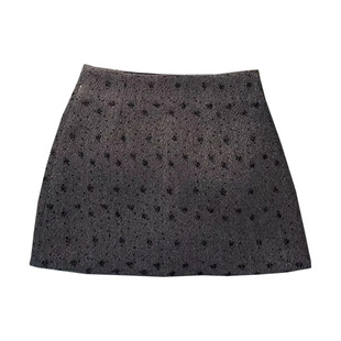 欧货重工亮片羊毛呢A字半身裙女2025冬季新款千金风短裙包臀靴裙