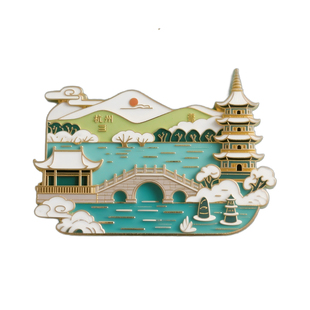 杭州西湖冰箱贴文创雷峰塔金属磁贴旅游景点特色纪念品礼物伴手礼