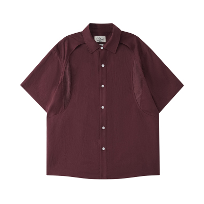 LR MADE 26SS 弧形同色肌理拼接 肩部活页 莱赛尔亚麻短袖衬衫