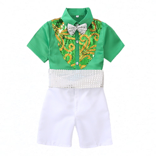 六一儿童演出服男孩舞台亮片节目表演服幼儿园舞蹈主持人帅气服装