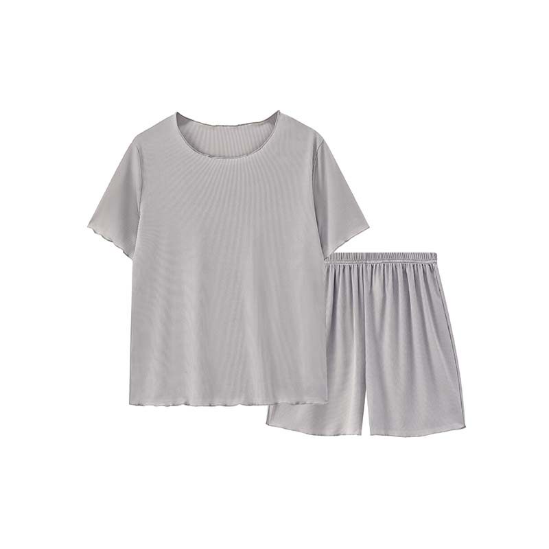 宜而爽女冰丝睡衣套装 短袖T恤背心短裤居家服宽松凉感外穿家居服