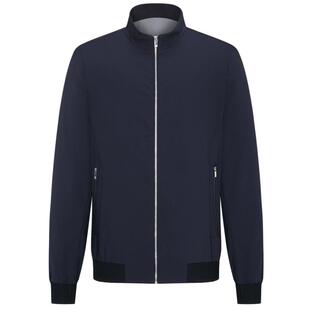 劲霸男装男士茄克春秋小立领商务休闲条纹高级感爸爸装夹克外套男