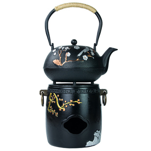 铸铁风炉户外便携酒精炉煮茶炉木炭炉日本铁壶底座铁器碳火炉复古