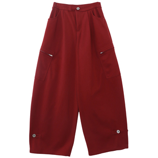 鹿与飞鸟[迷失东京]保暖星空呢|双色可调节裤脚工装休闲裤6318夂