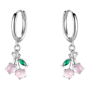 srrmhyns925银针樱桃耳扣耳环女2024新款爆款百搭耳饰小众设计感