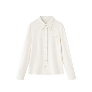 VEE【自由简意】翻领磨毛弹力长袖衬衫女冬季新款外穿打底上衣