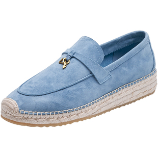 快乐玛丽单鞋女2026春季新款小羊皮厚底乐福鞋一脚蹬懒人渔夫鞋