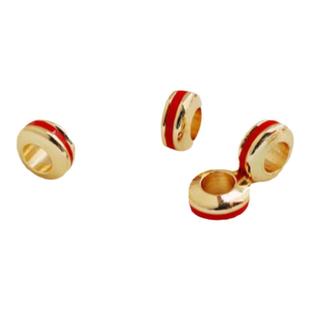 14K包金保色大孔车轮珠滴油红色3*6mm隔珠diy手链项链配饰散珠子