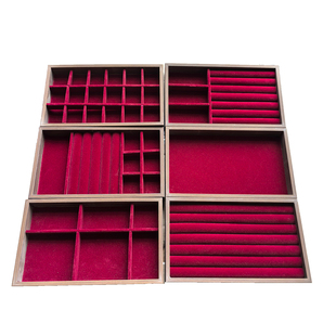 胡桃木丝绒首饰收纳盒分格抽屉式首饰托盘项链手镯戒指耳钉首饰盒