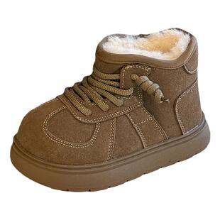 大头卡皮巴拉儿童雪地靴冬季加绒加厚保暖东北男女童大棉鞋中大童