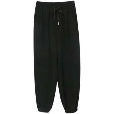 黑色运动裤女春秋款2025冬季加绒显瘦休闲裤棉哈伦小个子束脚卫裤