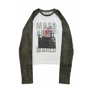 SADSOUP LONG SLEEVE 烧鹰旗 挑染插肩袖 豹纹色 华夫格长袖