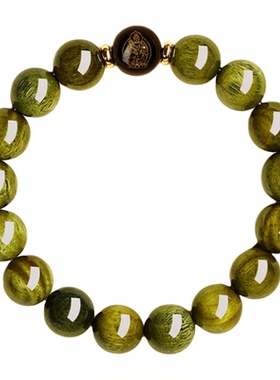 本命年普陀山天然绿檀木手串女