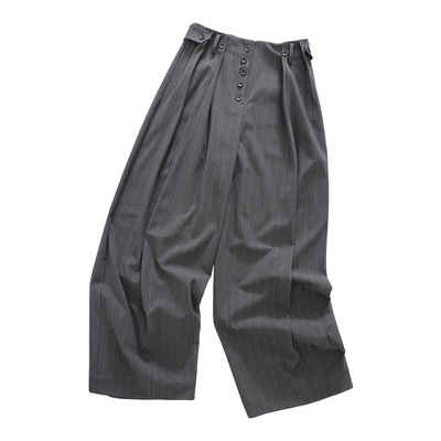 SINGLE MOMENT 25AW百搭直筒宽松阔腿条纹休闲剑道裤休闲裤女长裤