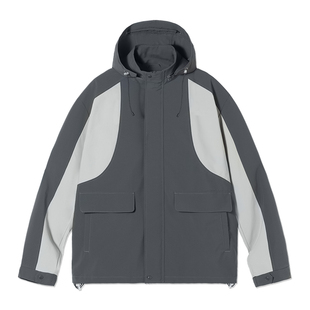 【户外】PSO Brand男装女装透湿梭织面料撞色冲锋衣连帽夹克外套