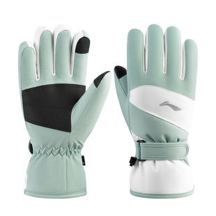 李宁滑雪手套冬季男女防水防寒保暖内胆骑行触屏专用防风防冻加厚