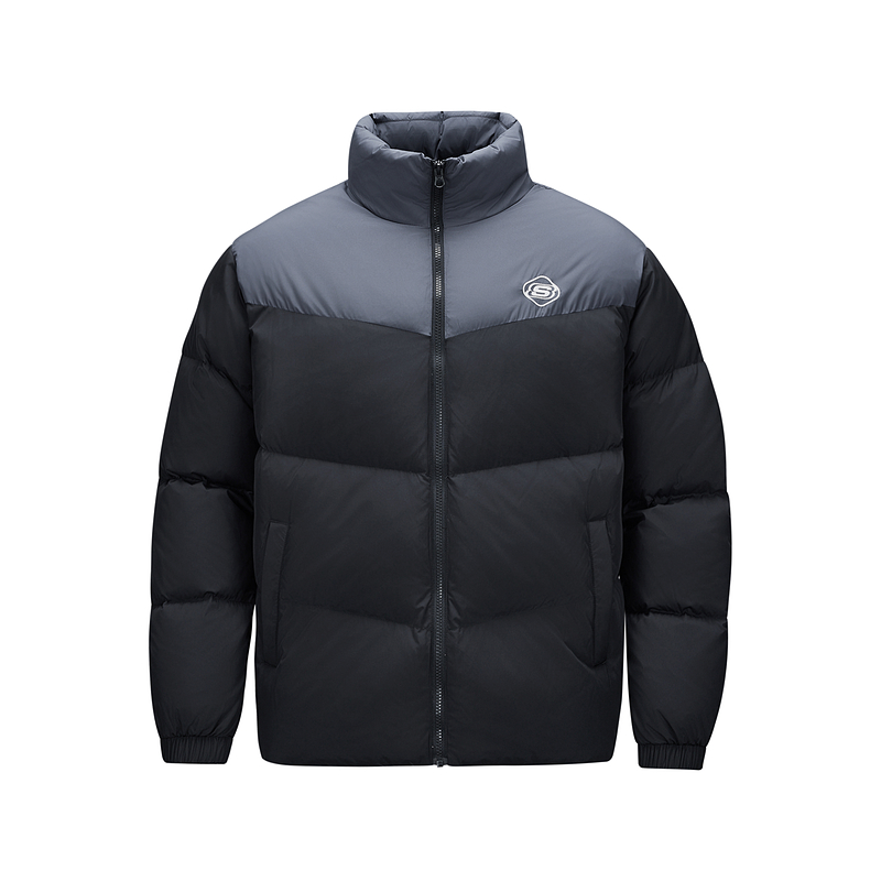 斯凯奇面包羽绒服冬季撞色男女同款潮流百搭立领短款保暖运动外套