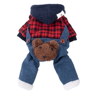 小狗狗衣服秋冬加厚绒保暖连帽四脚衣泰迪比熊博美小型犬宠物猫咪