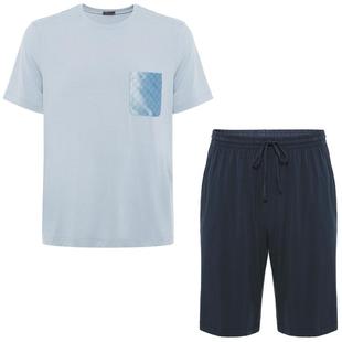 爱慕先生25夏沁凉家居服睡衣男士抗菌凉感可外穿圆领短袖短裤套装