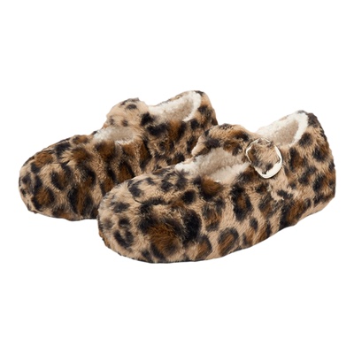 SMILEY笑脸毛毛团豹纹玛丽珍鞋冬