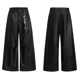 ArguE CulturE小众重磅流光涂层刷蜡阔腿裤金属点缀休闲直筒长裤