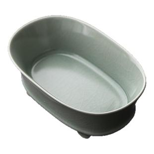 汝山明汝瓷小水仙盆果碗复刻收藏冰裂天青釉汝窑瓷器家居仿古摆件