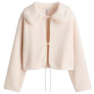 HM2026春季新款女装有领圈绒开衫1320217