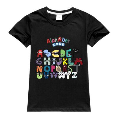 Alphabet lore英文字母纯棉T恤卡通短袖夏季中大童装