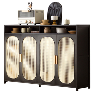 厨房餐边柜子储物柜家用靠墙客厅落地橱柜中古风置物柜咖啡茶水柜