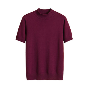 中袖针织衫春秋冬季毛衣修身半高领五分袖糖果色内搭打底衫上衣潮