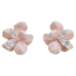 米乐 小清新花朵滴油耳钉女轻奢高级感气质耳环925银针夏季耳饰