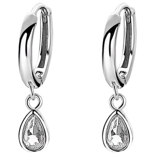 999纯银张子枫同款水滴圆圈耳环轻奢耳圈养耳洞耳扣小众高级耳钉