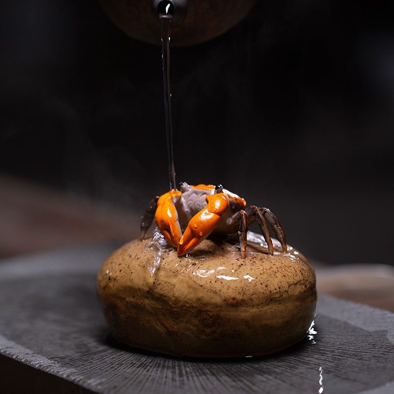 招财茶宠变色可养石头螃蟹大闸蟹禅意茶玩功夫茶具茶道小摆件精品