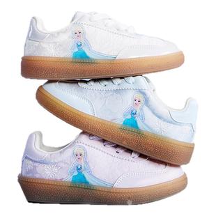迪士尼冰雪奇缘艾莎公主儿童板鞋春季新款女童软底防滑运动休闲鞋