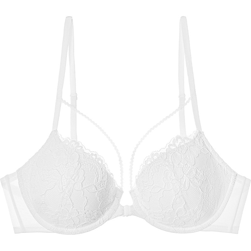 好奇蜜斯前扣内衣女聚拢小胸显大性感蕾丝文胸罩套装美背纯欲法式