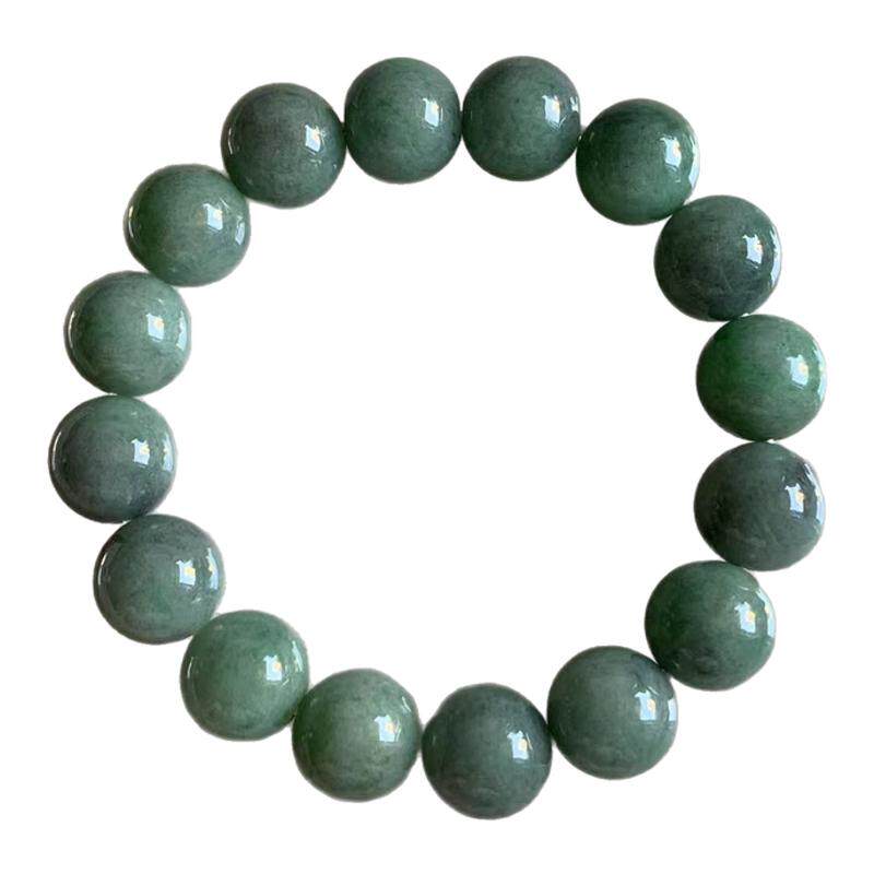 缅甸翡翠手串浅绿色乌鸡13.4mm