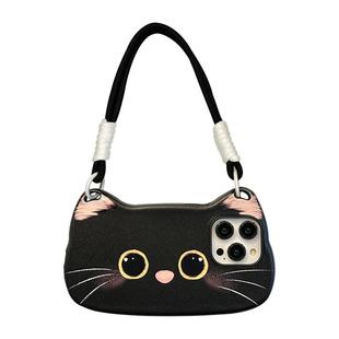 lizardhill 可爱黑色猫咪适用苹果16手机壳17pro新款iphone15promax女14pro斜挎背带零钱包挂绳手提13超好看