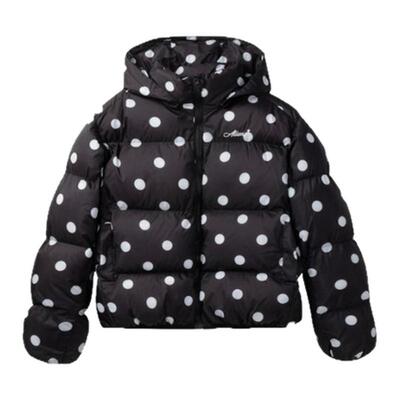 波点满印棉服外套保暖连帽面包服