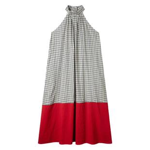 RedRef 撞色格纹连衣裙休闲长裙女新款