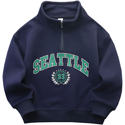 男童秋季立领卫衣2024新款儿童潮上衣中大童休闲半开拉链套头衫