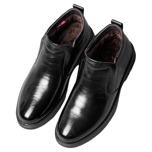 奥康 男鞋冬季加绒保暖系带高帮牛皮休闲男士皮鞋棉皮鞋L