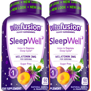 vitafusion进口成人褪黑素软糖sleepwell退黑素片睡眠糖60粒*2