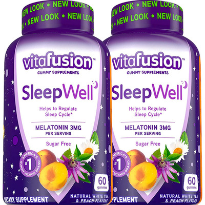 【vitafusion】进口成人褪黑素sleepwell退黑素片睡眠糖60粒*2