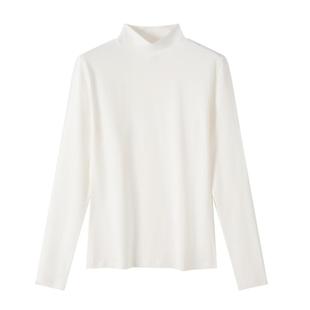 中领纯棉秋衣女款打底衫棉毛衫薄款保暖内衣秋裤套装半高领白色冬