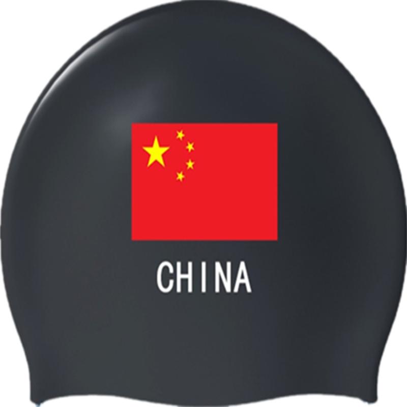 泳帽国旗图案男女士大号硅胶防水长发舒适不勒头专用游泳帽套装